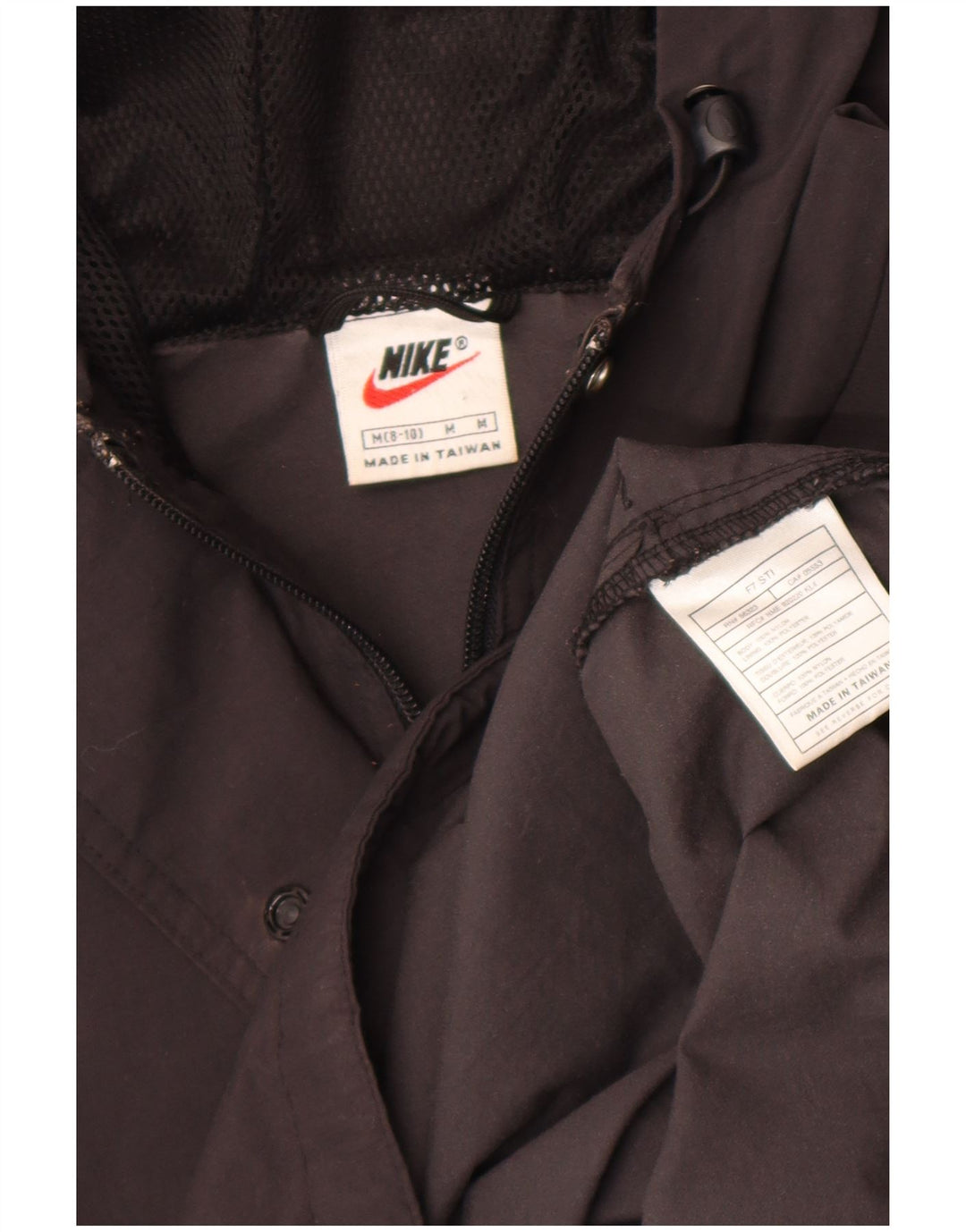 Nike Chaqueta Anorak extragrande con capucha para mujer US 8/10 Medium Black Nylon