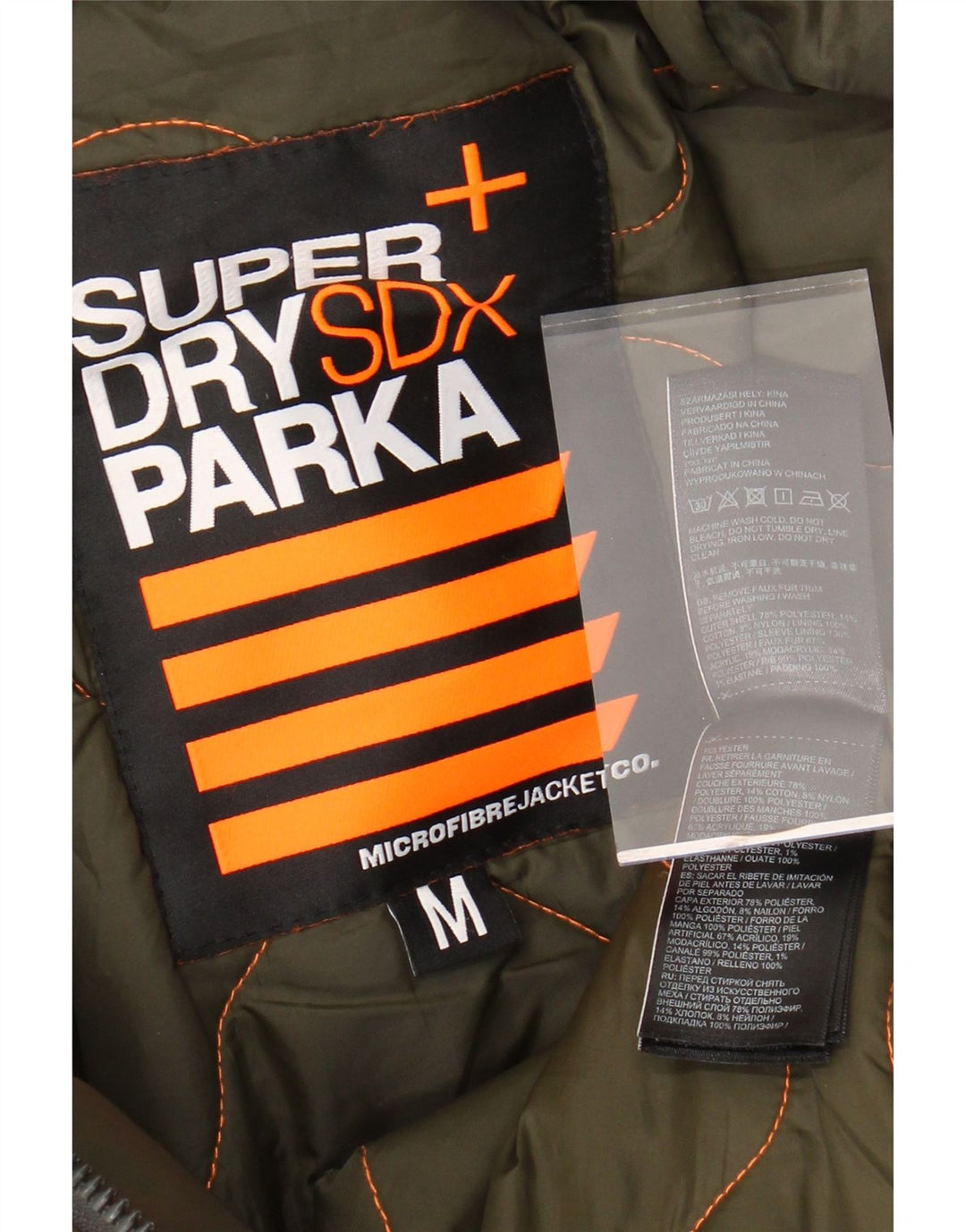 SUPERDRY Chaqueta parka con capucha para hombre UK 38 Medium Caqui Poliéster