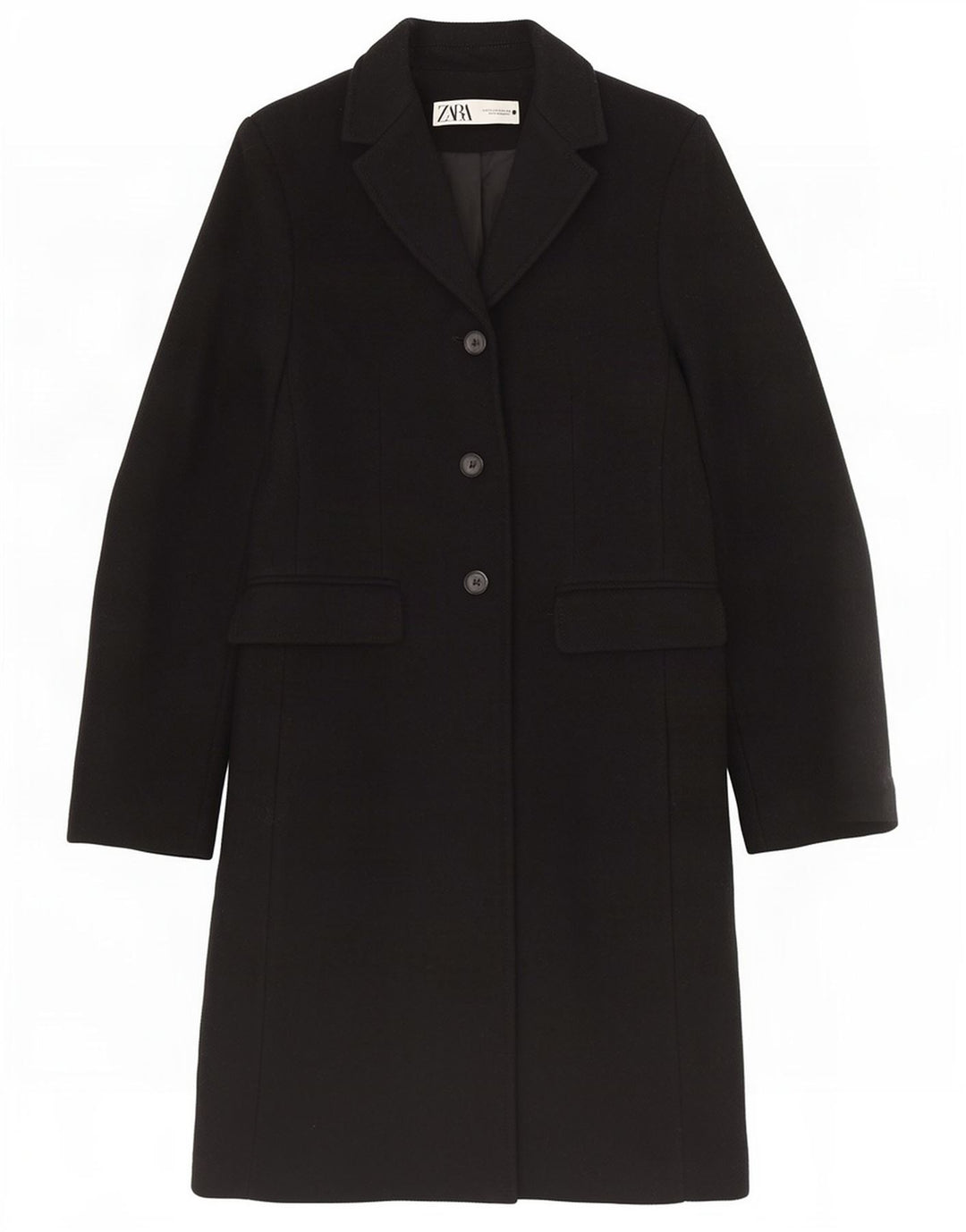 Zara Mujer Abrigo UK 6 XS Viscosa Negra