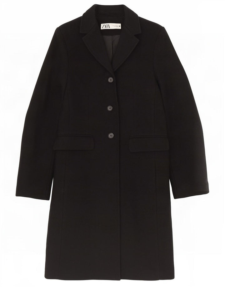 Zara Mujer Abrigo UK 6 XS Viscosa Negra