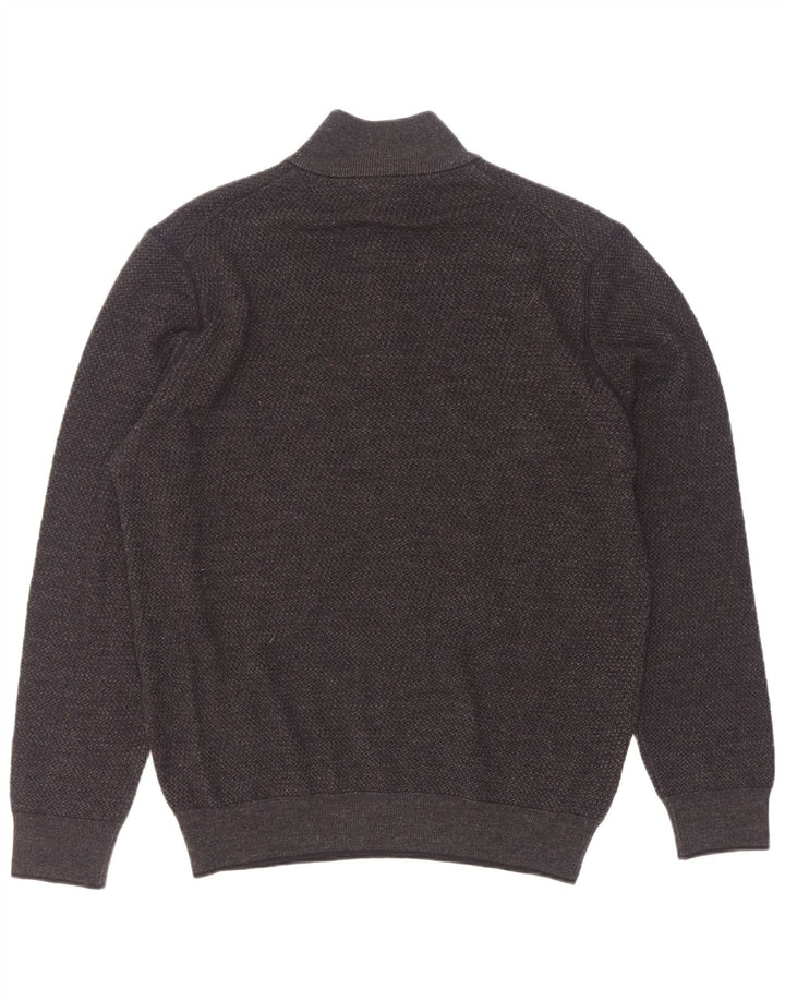 Bugatti Jersey con cuello y cremallera para hombre, talla grande, gris