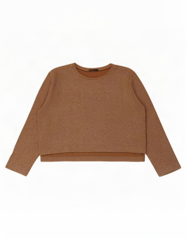 Zara Womens Crop Top Long Sleeve UK 18 XL Beige