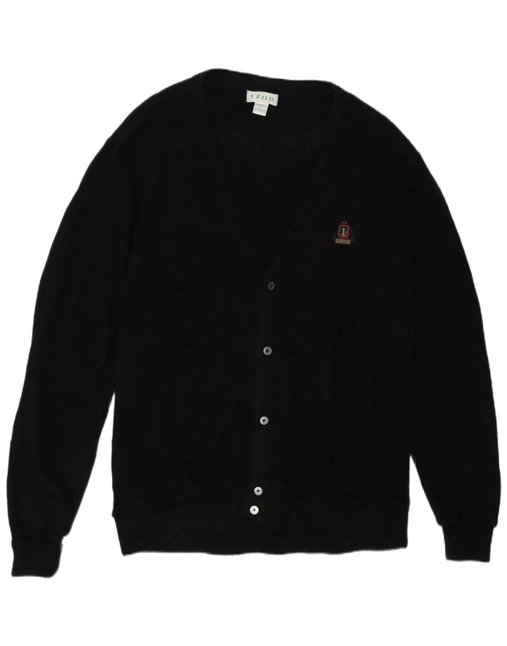 Izod - Cárdigan para hombre, talla grande, acrílico negro