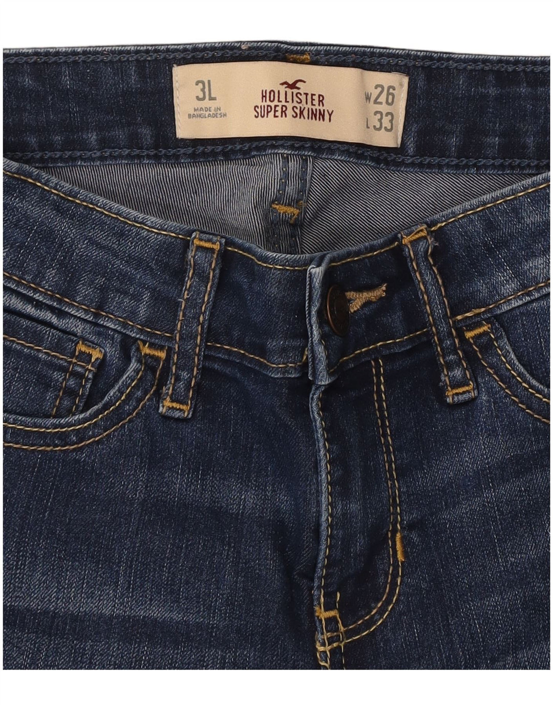 HOLLISTER Vaqueros súper ajustados para mujer W26 L33 Algodón azul