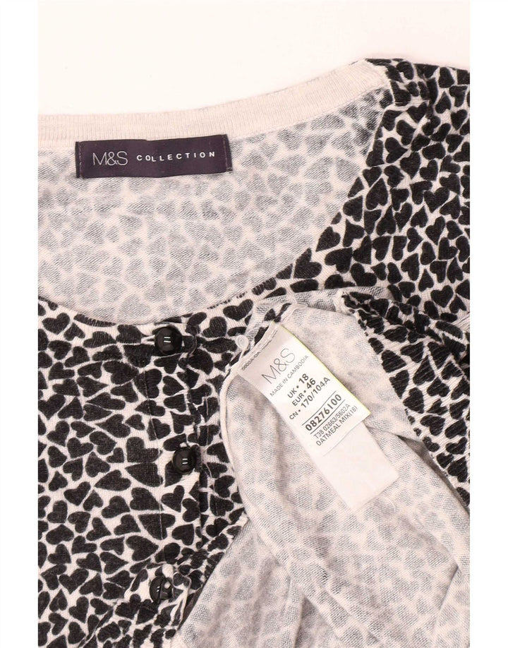 Marks & Spencer Suéter Cárdigan con Patrón Abstracto para Mujer UK 40 XL Negro