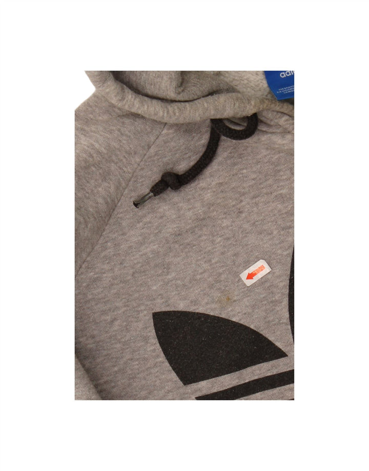 ADIDAS Mens Graphic Hoodie Jumper Medium Grey Cotton