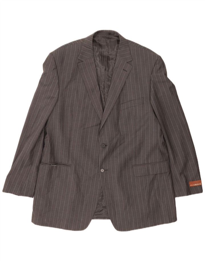 Marks & Spencer Chaqueta tipo blazer de 2 botones para hombre UK 46 XL Lana gris a rayas
