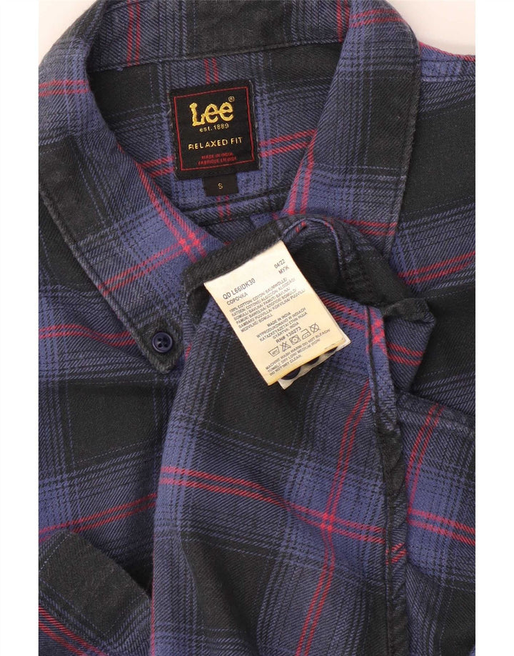 Camisa De Franela De Ajuste Relajado De Algodón A Cuadros Azul Marino Pequeño Lee Hombre