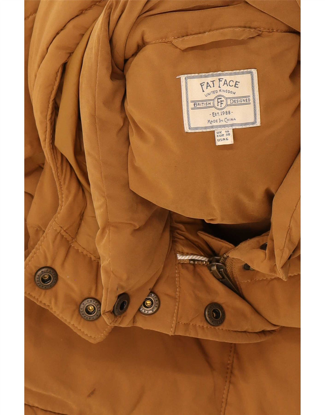 Chaleco acolchado extragrande con capucha para mujer de Fat Face UK 40 Small Beige Poliéster