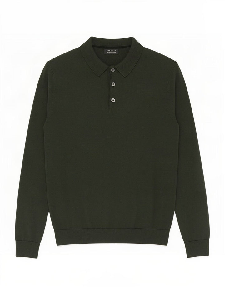 Zara Hombre Polo Neck Jumper Sweater Acrílico Verde Medio
