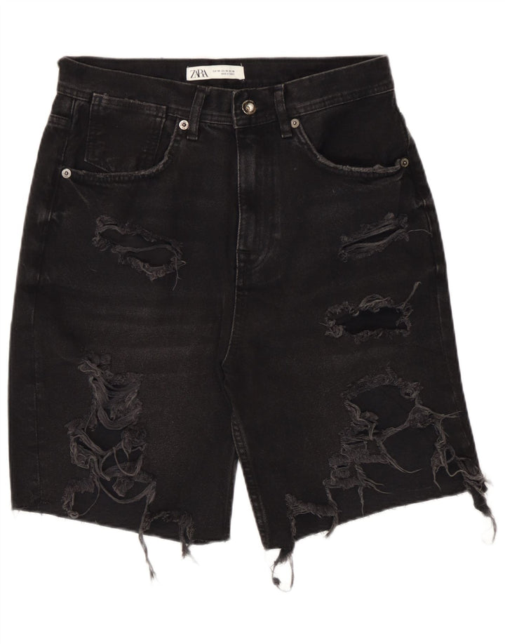 Zara Mens Pantalones cortos de mezclilla desgastados EU 38 Small W30 Negro