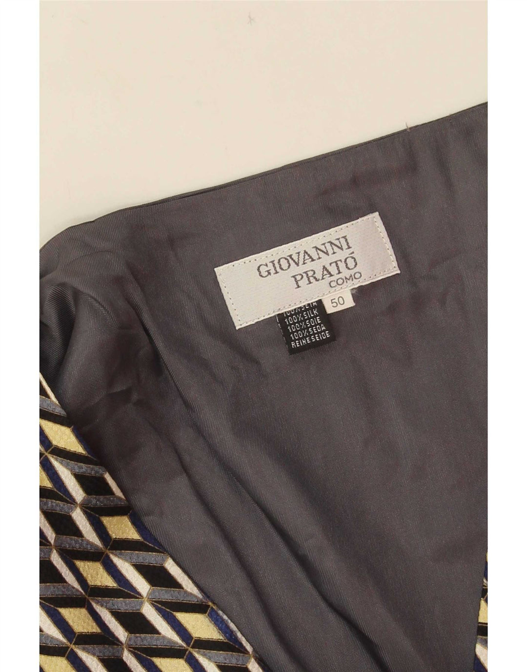 Chaleco vintage para hombre IT 50 Seda geométrica gris medio