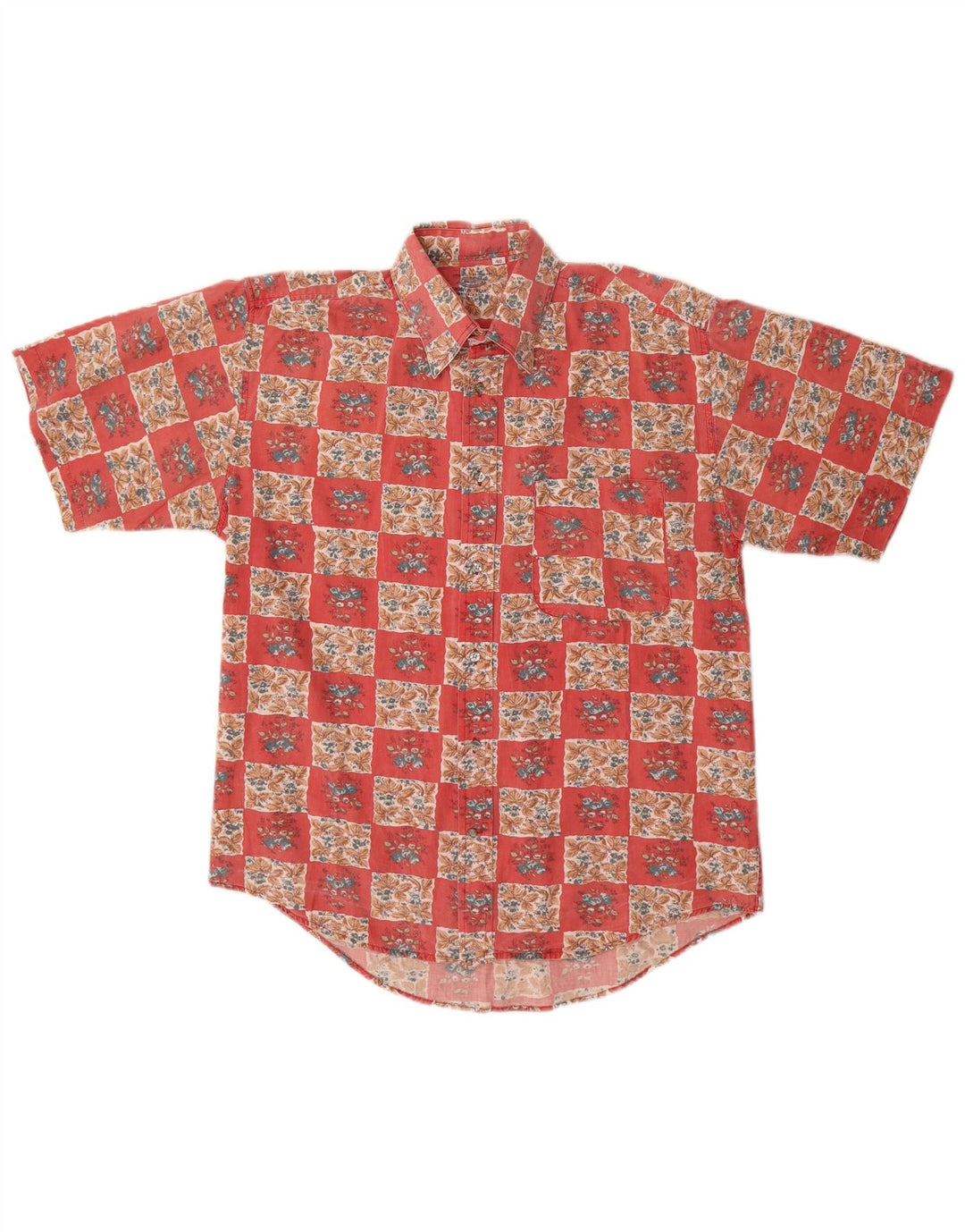 Boston Camisa de manga corta para hombre Talla 40 Algodón floral rojo mediano
