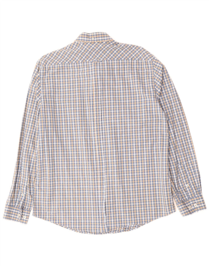 BEN SHERMAN Camisa de hombre grande a cuadros azules de algodón