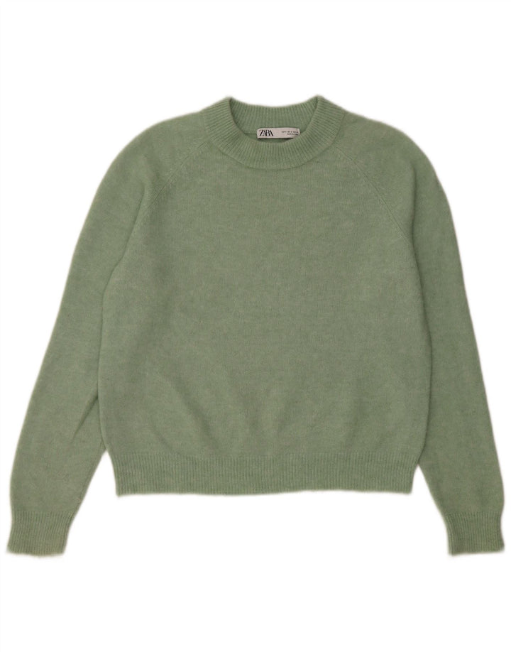 Zara Mujer Suéter De Cuello Redondo De Gran Tamaño UK 10 Small Verde