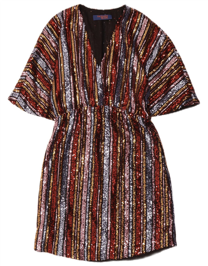 TRUSSARDI JEANS Vestido caftán con alas de murciélago para mujer IT 38 XS Multicolor a rayas