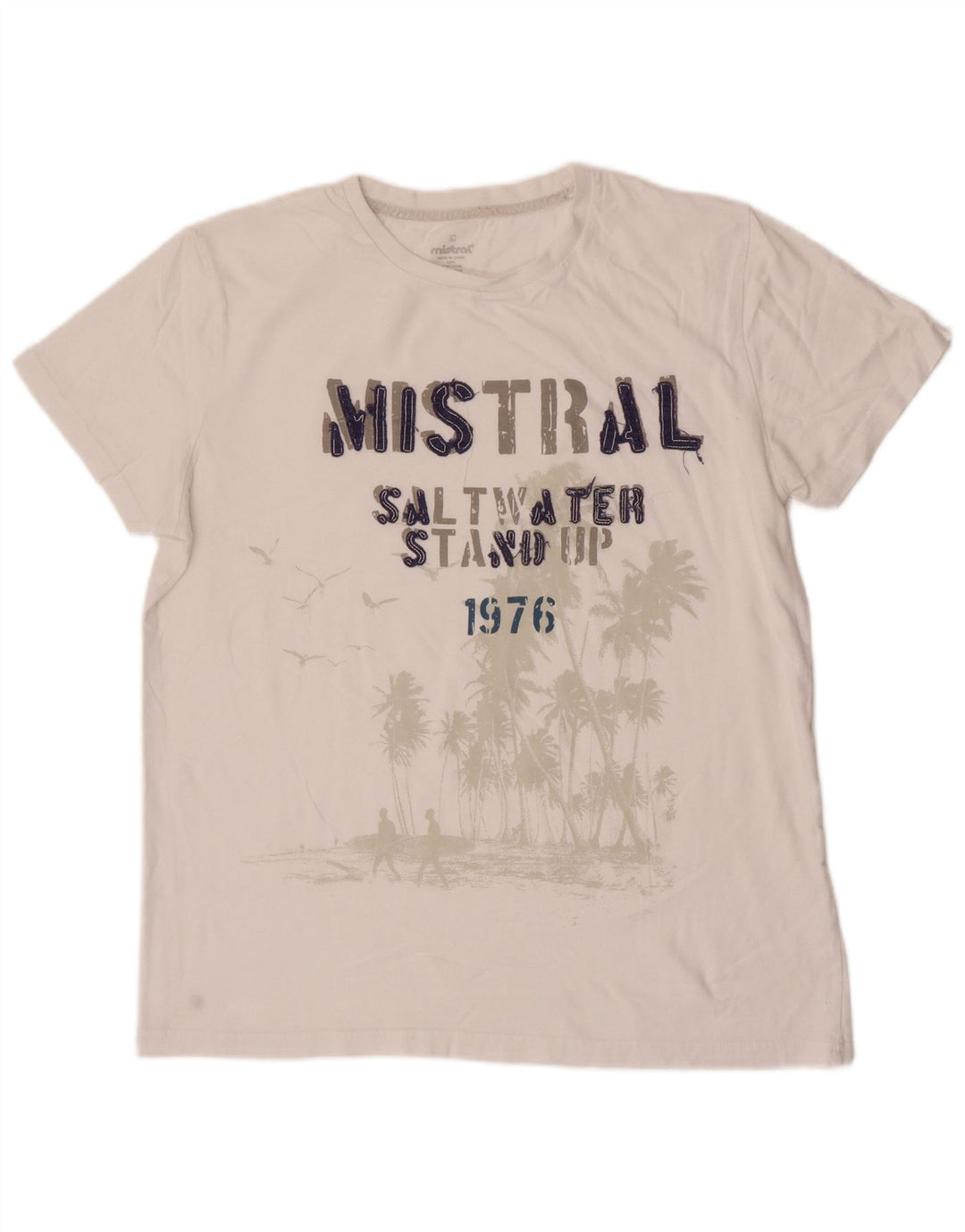 Mistral - Camiseta gráfica para hombre, talla grande, algodón blanco