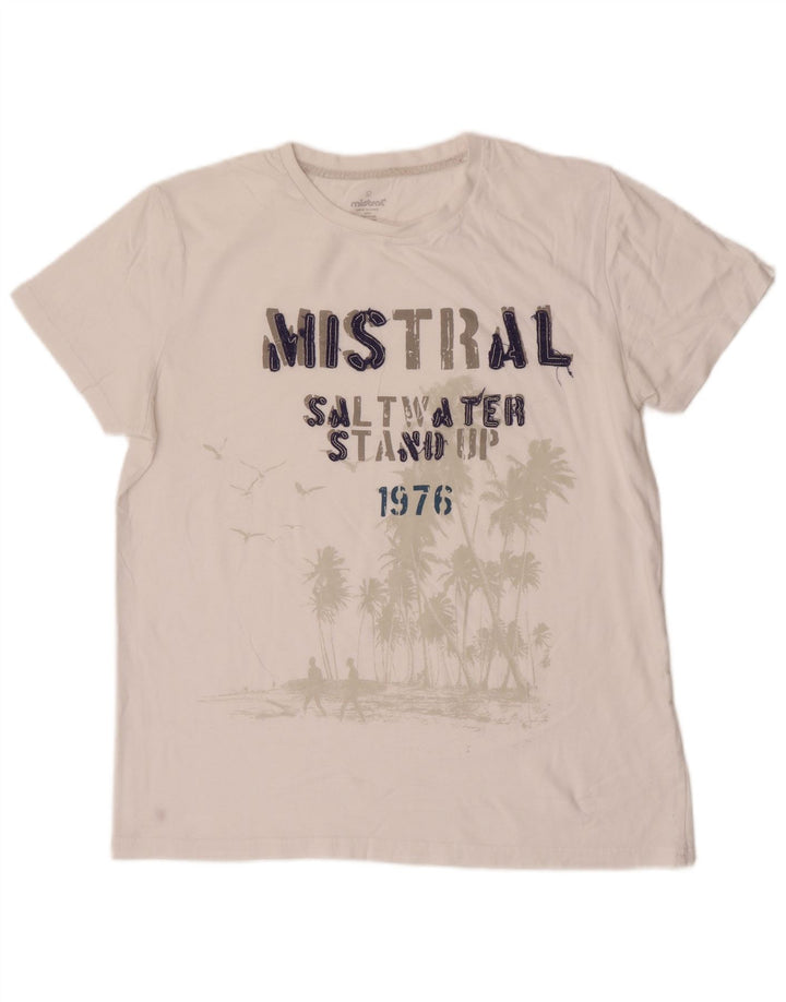 Mistral - Camiseta gráfica para hombre, talla grande, algodón blanco