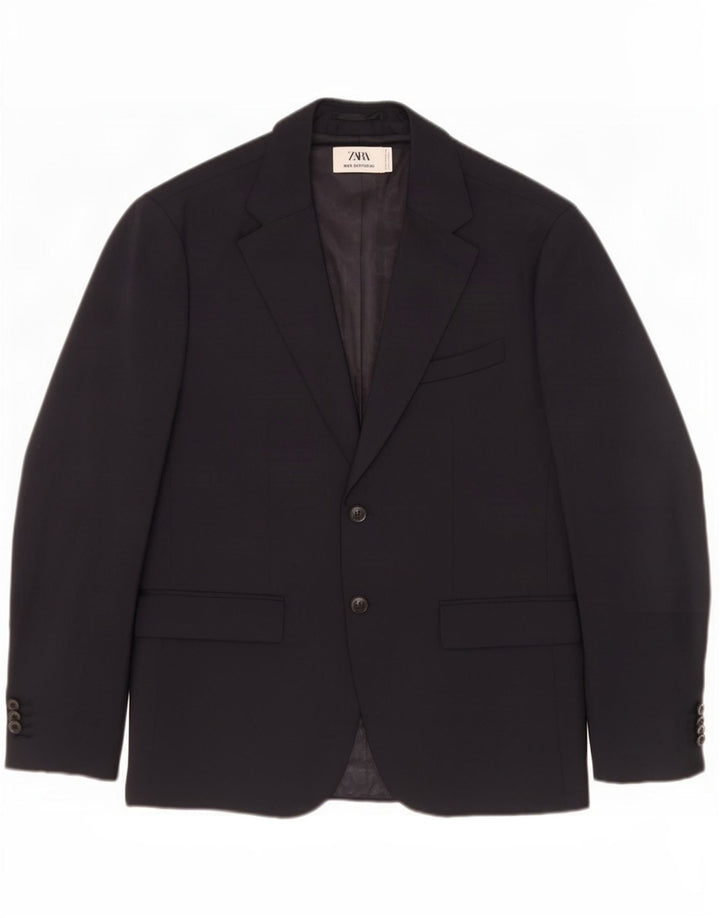 Zara Chaqueta tipo blazer sartorial de 2 botones para hombre EU 50 Poliéster azul marino mediano