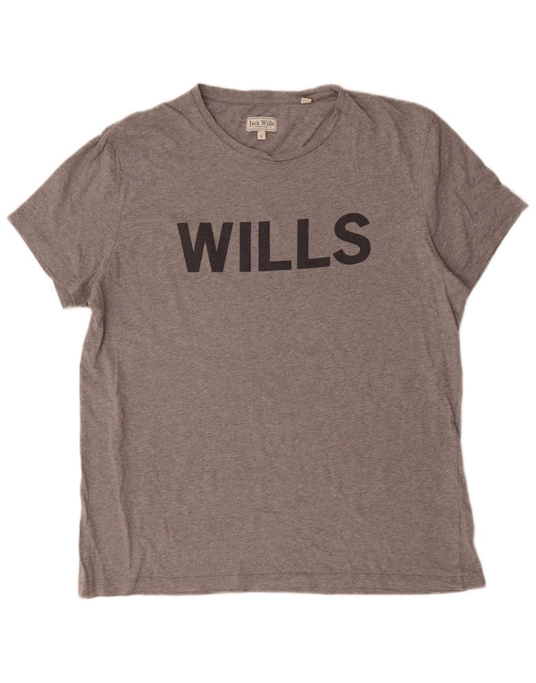 Jack Wills Camiseta gráfica para hombre Top grande de algodón gris