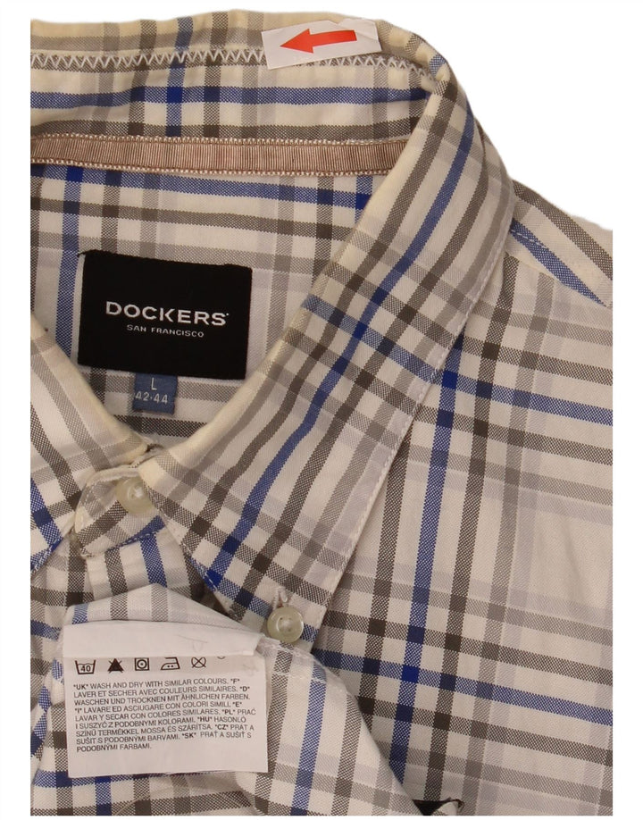 Dockers Camisa Hombre Talla 42/44 Grande Cuadros Multicolor Algodón