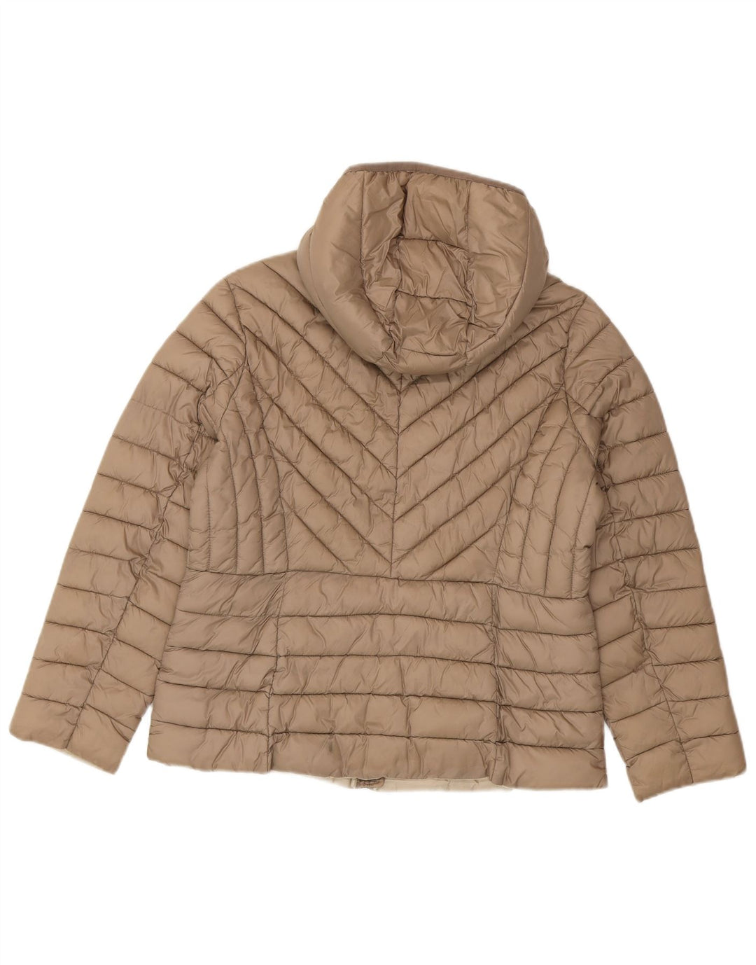 Michael Kors Chaqueta acolchada con capucha para mujer UK 46 Large Nylon marrón