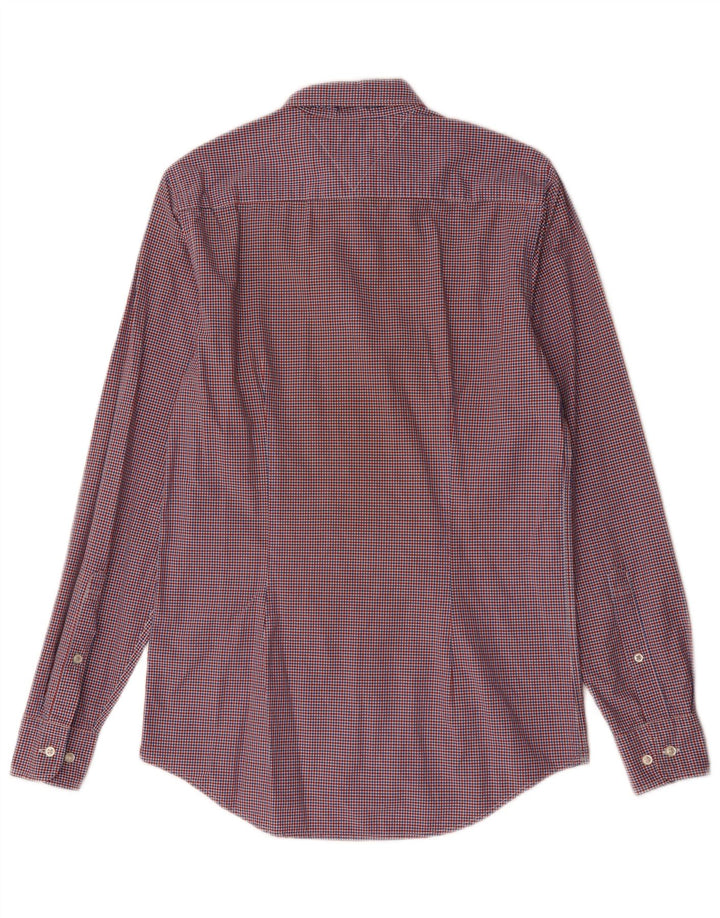 Camisa Tommy Hilfiger Slim Fit para hombre de algodón a cuadros rojo pequeño