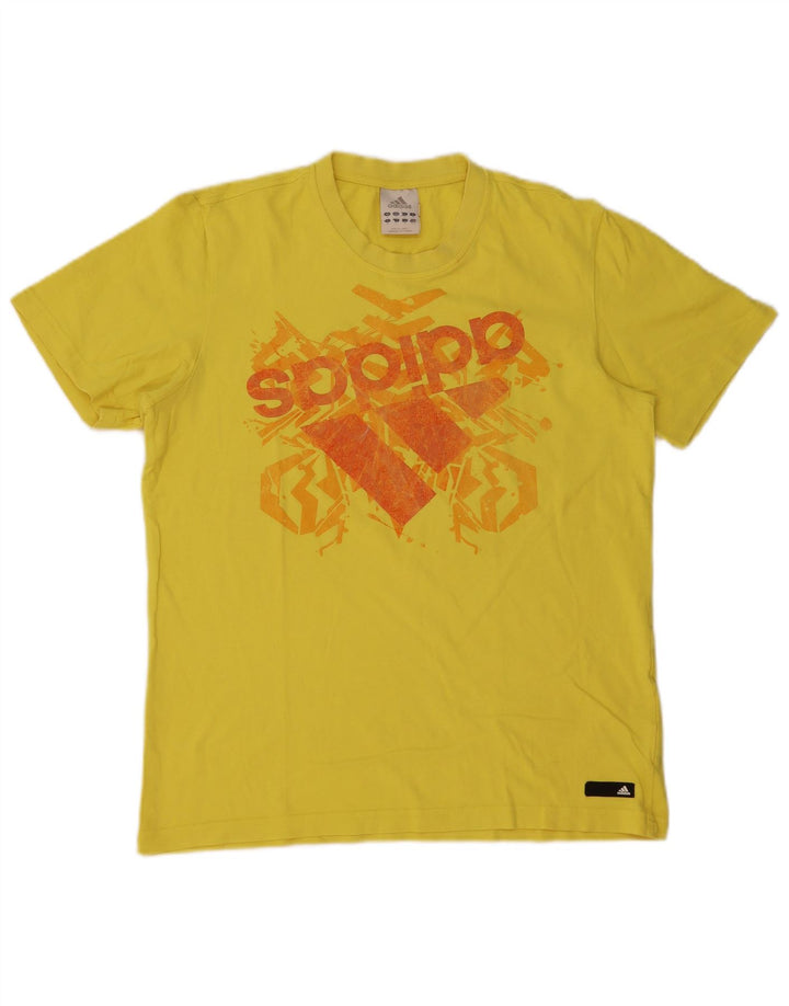 Adidas Hombre Camiseta Gráfica Top Algodón Amarillo Medio