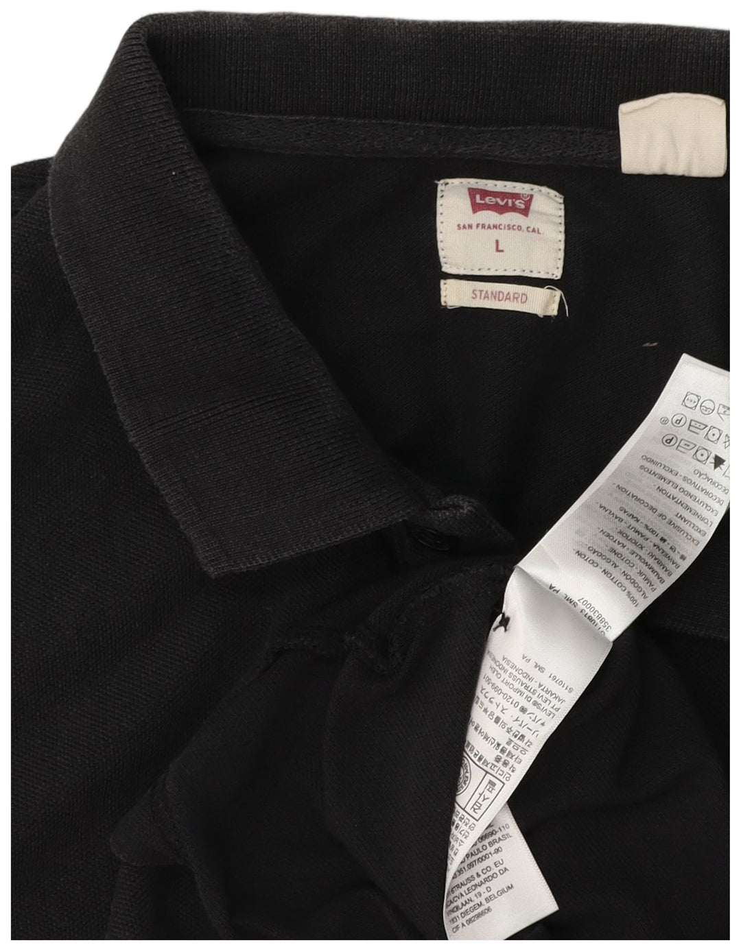 Levi's Polo estándar para hombre de algodón negro grande