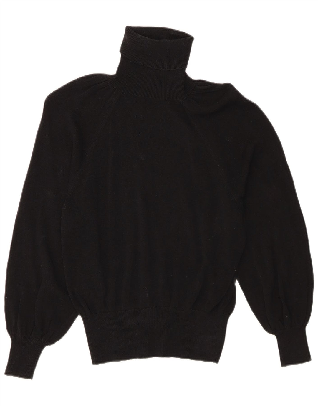Zara Mujer Roll Neck Jumper Sweater UK 10 Small Black Lyocell