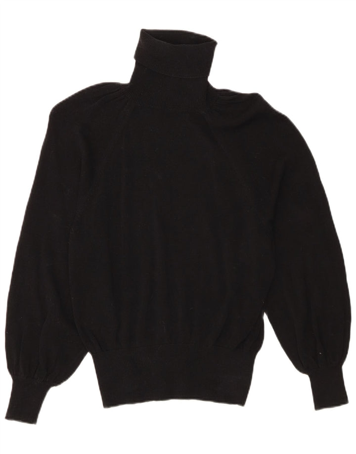 Zara Mujer Roll Neck Jumper Sweater UK 10 Small Black Lyocell