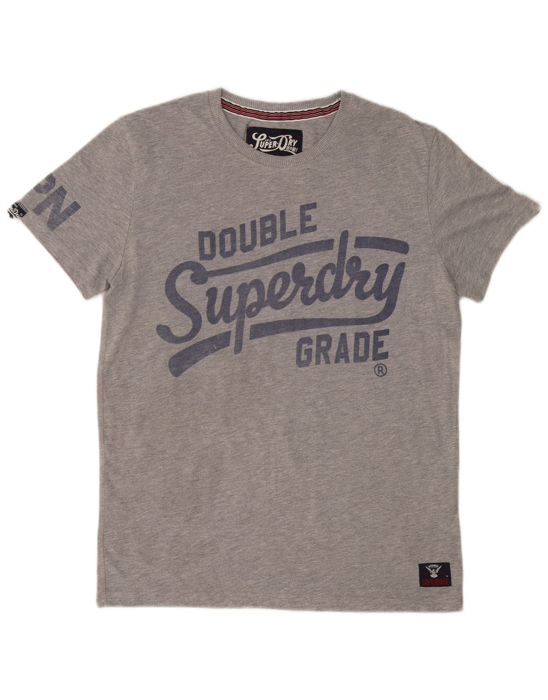 SUPERDRY Hombre Camiseta gráfica Top Poliéster gris medio