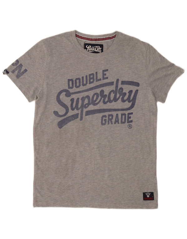 SUPERDRY Hombre Camiseta gráfica Top Poliéster gris medio