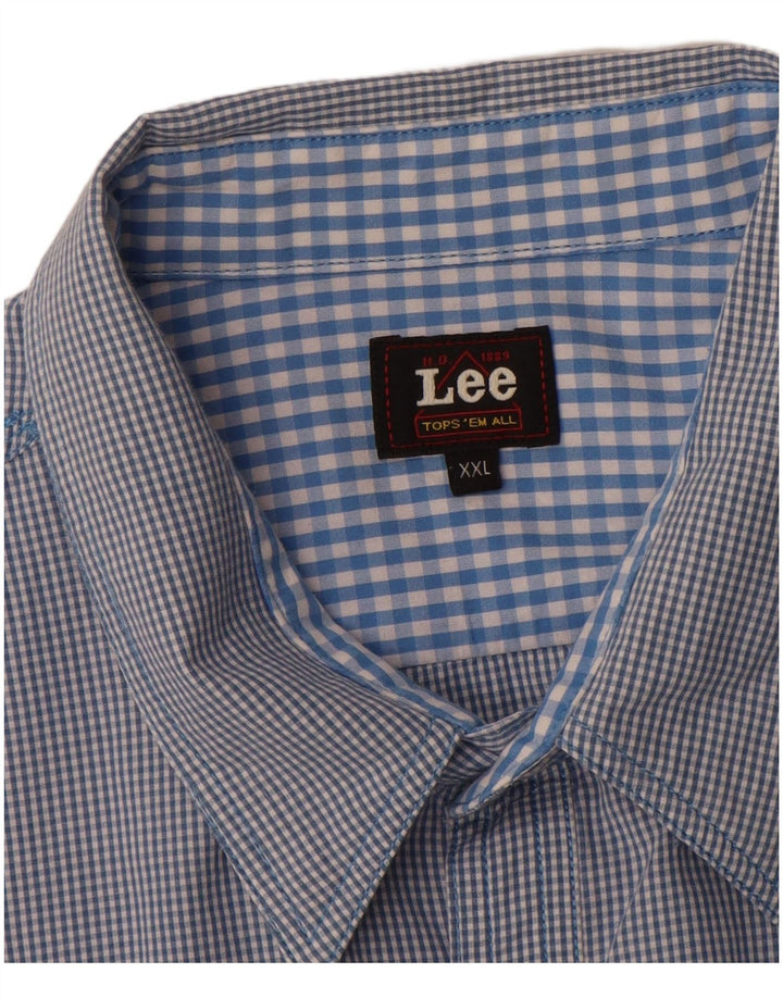 Lee Camisa para hombre 2XL Algodón a cuadros azul