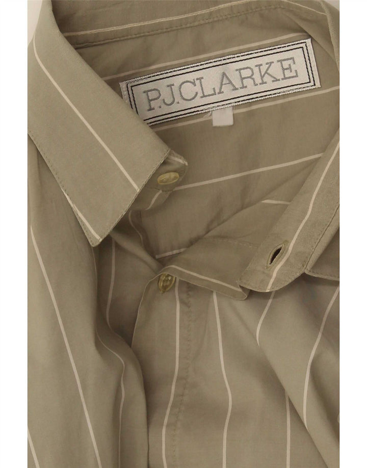 Camisa vintage para hombre de rayas caqui medianas
