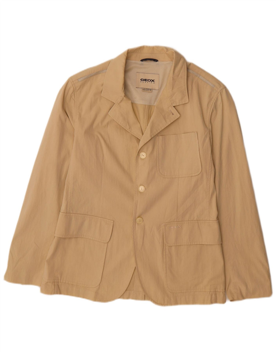 Geox Chaqueta tipo blazer Respira de 3 botones para hombre UK 40 Large Beige Cotton