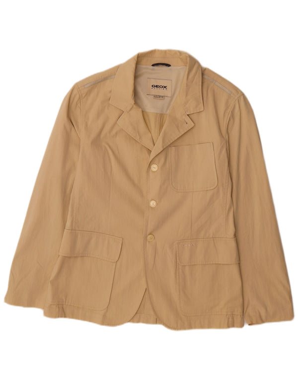 Geox Chaqueta tipo blazer Respira de 3 botones para hombre UK 40 Large Beige Cotton