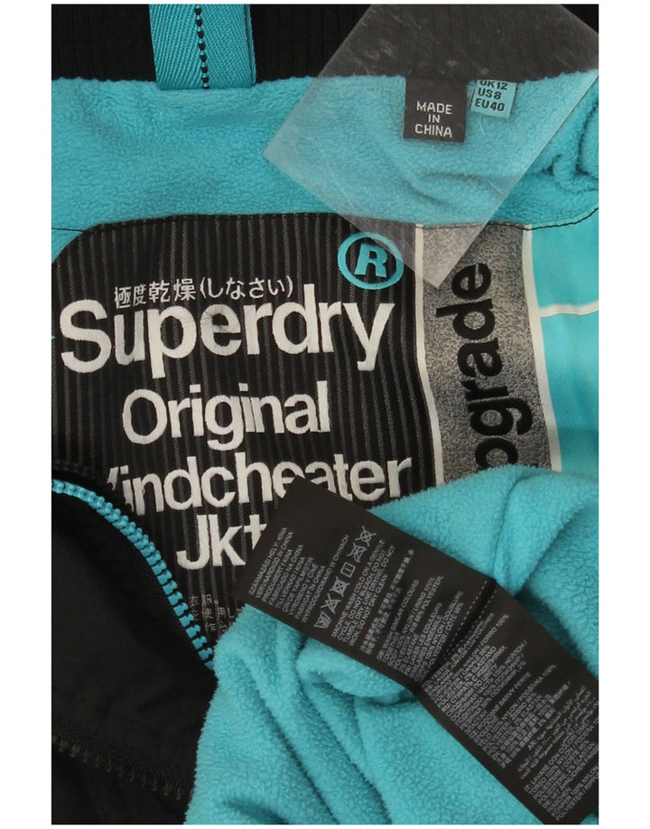 SUPERDRY Chaqueta cortavientos con capucha para mujer, talla 40, talla M, color negro