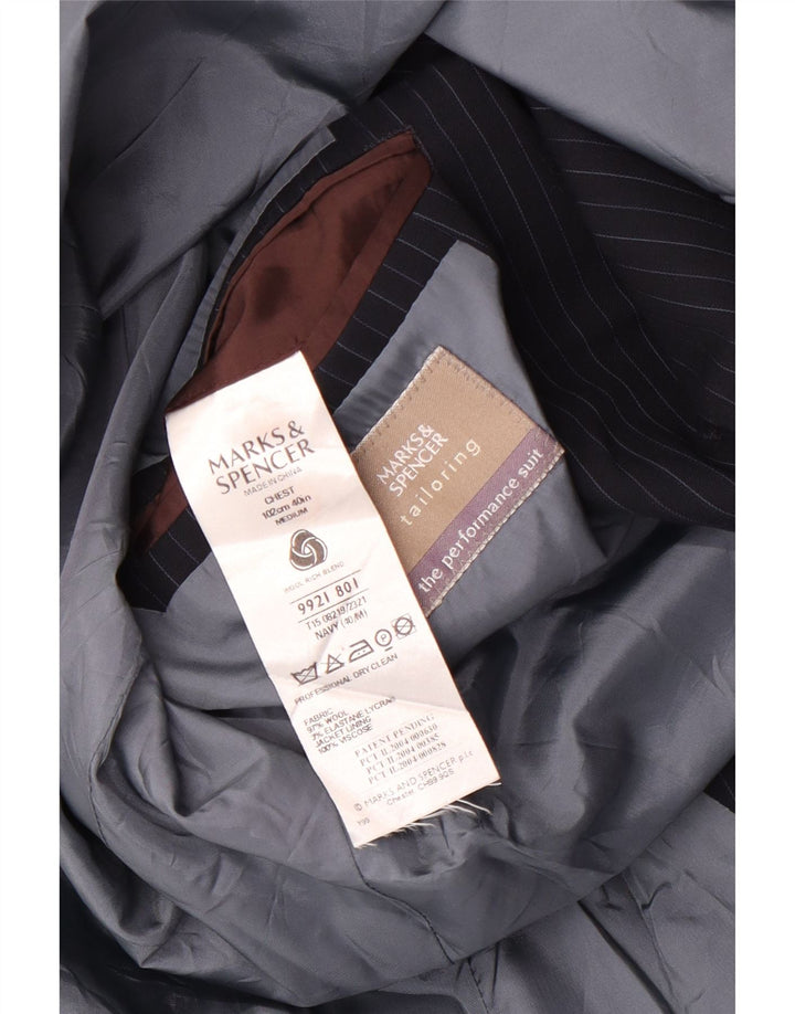 Marks & Spencer Chaqueta Blazer para Mujer Reino Unido 40 Mediano Azul Marino Rayas Pintadas