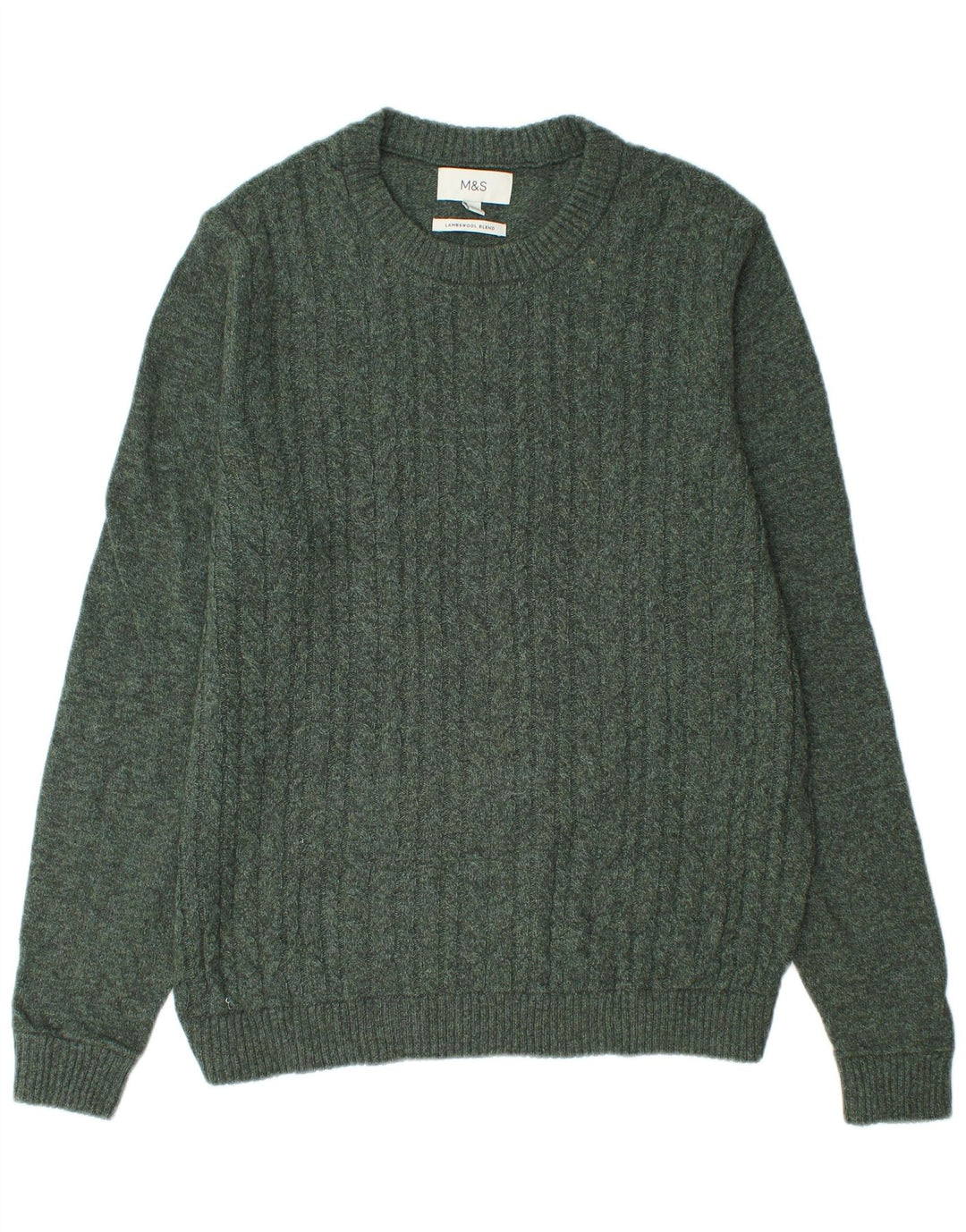 Marks & Spencer Jersey con cuello barco para hombre, talla grande, poliamida verde