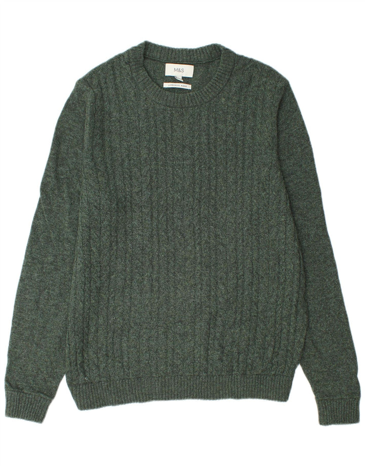 Marks & Spencer Jersey con cuello barco para hombre, talla grande, poliamida verde