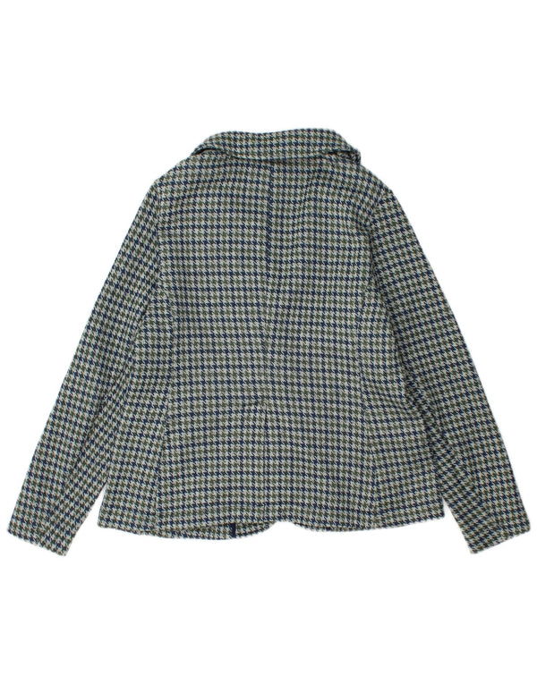 Lands End Chaqueta tipo blazer de 1 botón para mujer UK 10 Small Blue Houndstooth