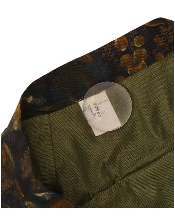 Vintage mujer cintura alta falda plisada Reino Unido 14 Medio W30 Poliéster caqui