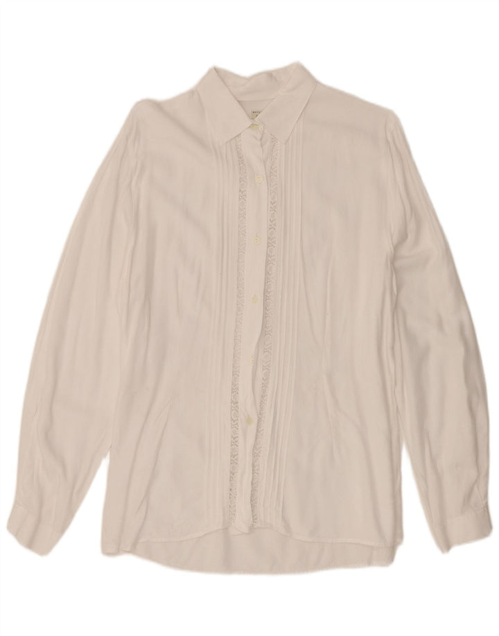 Camisa Sisley Mujer IT 46 Viscosa Floral Blanca Grande