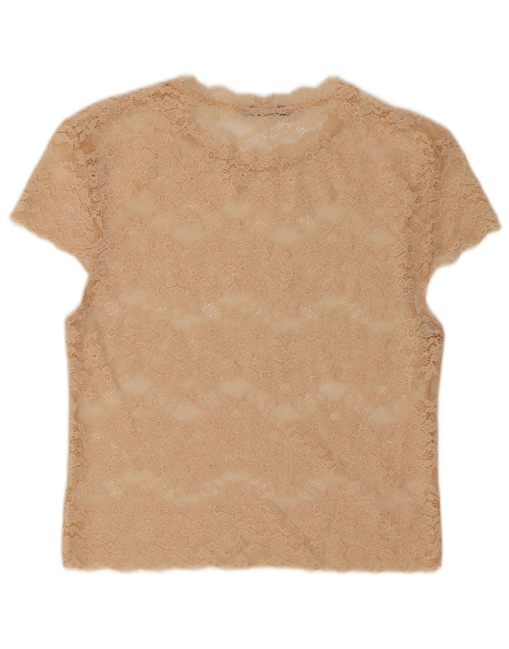 Zara Mujer Top Transparente De Encaje UK 10 Small Beige Floral