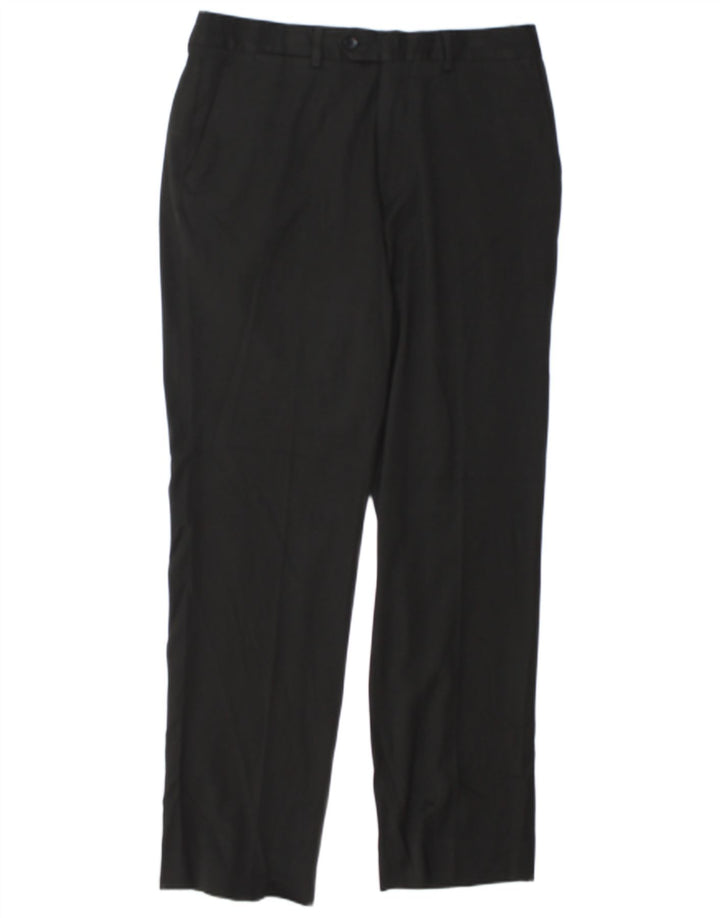 Zara Pantalón de traje recto para hombre EU 44 Large W34 L32 Poliéster negro