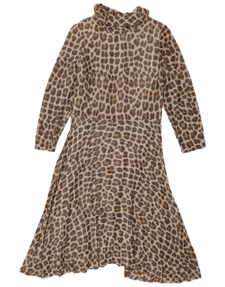 Vestido maxi vintage de manga 3/4 para mujer IT 42 Estampado animal beige medio