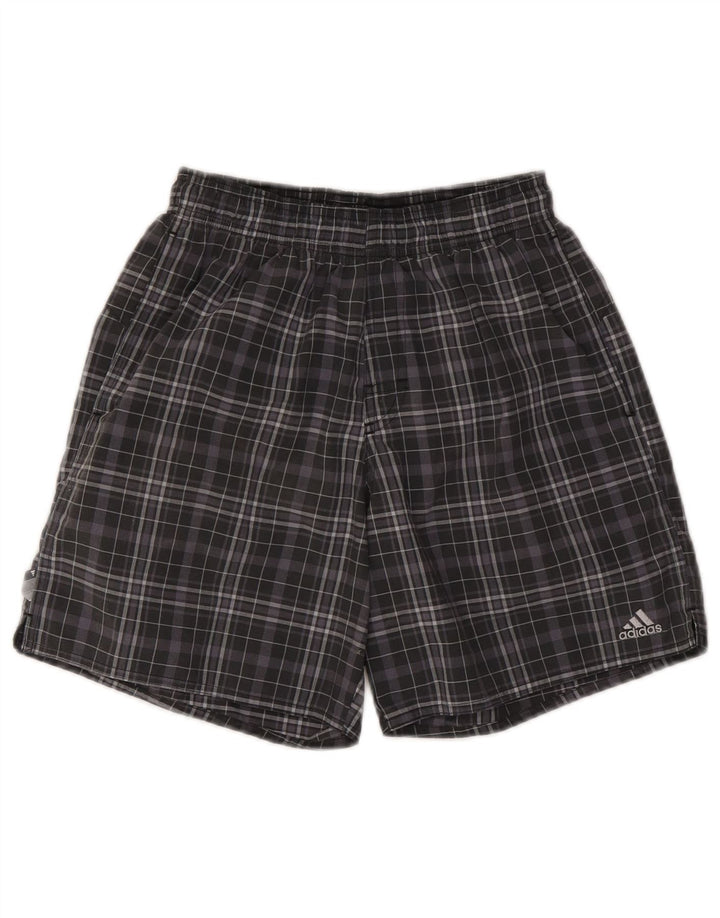 Adidas Pantalones cortos deportivos para hombre XS Gris Cuadros Poliéster