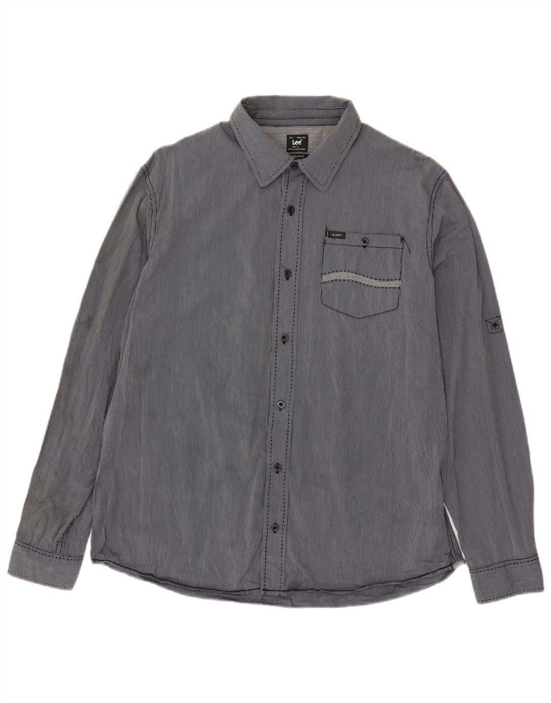 Camisa Lee Regular Fit XL De Algodón Con Rayas Azules Para Hombre
