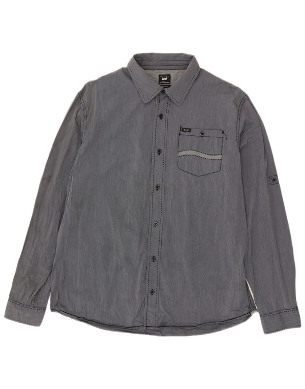 Camisa Lee Regular Fit XL De Algodón Con Rayas Azules Para Hombre